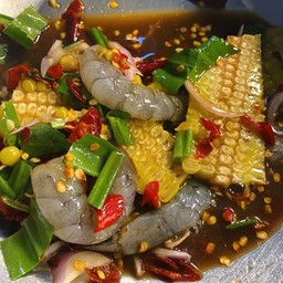 ตำข้าวโพดกุ้งสด(ปลาร้า)