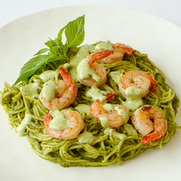 สปาเกตตีเพสโต้ กุ้ง