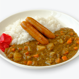 ข้าวแกงกะหรี่ ไส้กรอกชีสทรัฟเฟล