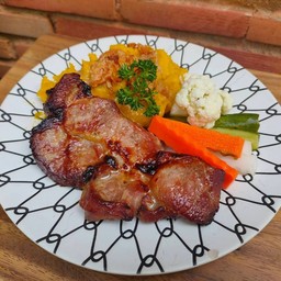 หมูย่างมิโซะ ฟักทองบด