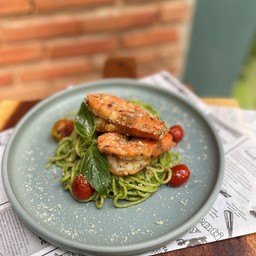 สปาเก็ตตี้ เพสโต้กุ้งย่าง