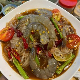 ตำเส้นเล็กกุ้งสดปลาร้า