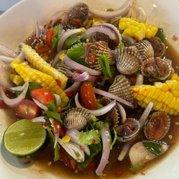 ตำข้าวโพดหอยแครง ปลาร้าน