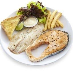 สเต็กปลาแซลมอน+ปลาย่าง
