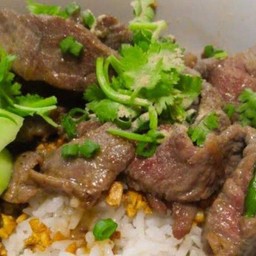 Fried Beef With Oyster Sauce On Rice