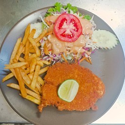 สเต๊กหมูชุปเกล็ดขนมปังทอด