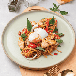 สปาเก็ตตี้ขี้เมาไก่+ไข่ออนเซ็น