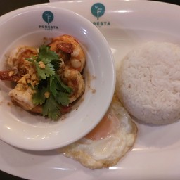 ข้าวกุ้งกระเทียมพริกไทย+ไข่ดาว