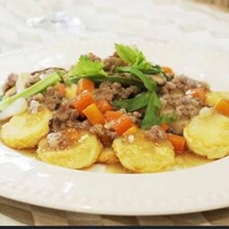 ผัดเต้าหู้ หมูสับ ทรงเครื่อง_ราดข้าว