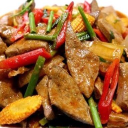 ผัดพริกเผาตับ(ราดข้าว)