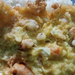 ข้าว+ไข่เจียวกุ้ง+ซอสพริก