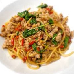 Spaghetti With Minced Pork And Basil
