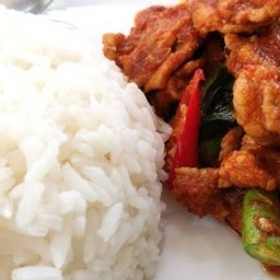 ข้าวราดผัดพริกแกง(หมู/ไก่)