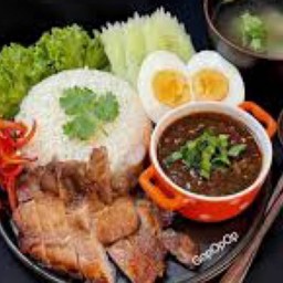 Rice With Grilled Beef And Jaew Dip, Boiled Egg