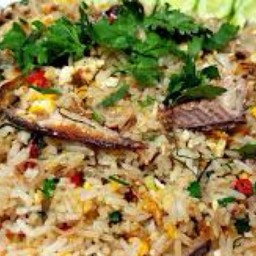 Fried Rice With Roasted Mackerel, Chili, Salt And Salted Eggs