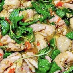 ข้าวไก่ผัดใบโหระพา