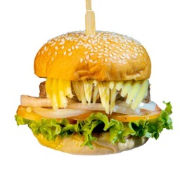 เบอร์เกอร์เนื้อ+ชีสเชเดอร์
