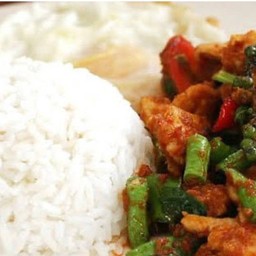 ข้าว+หมูผัดพริกแกงถั่ว