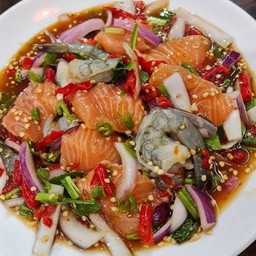ยำเหลาแซลมอน+กุ้งสด