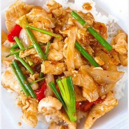 ข้่าว+หมูผัดน้ำมันหอย