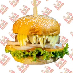 เบอร์เกอร์หมู+ชีสเชเดอร์