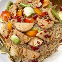 Spicy Thin Rice Noodle Salad with Vietnamese Sausage