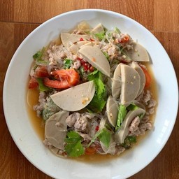 ยำวุ้นเส้นหมูยอ+หมูสับ