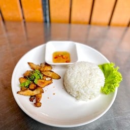 ข้าวไก่ทอดกระเทียม(ร้าน)