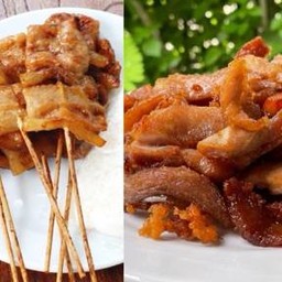 หมูปิ้งแบบที่ 2 มีมันไม่มาก ชุดรวมหมูทอด