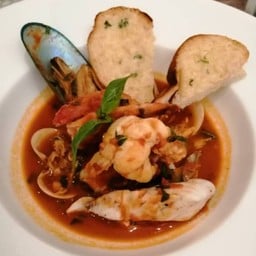 Seafood Soup served with Garlic Bread