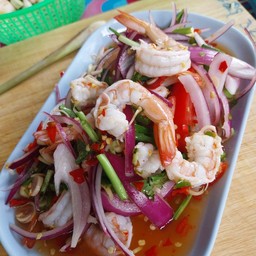 ยำตะไคร้กุ้งสด
