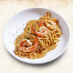 สปาเก็ตตี้กุ้งย่าง ซอสมันกุ้งเข้มข้น