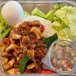 หมู3ชั้นผัดกะปิราดข้าว-ไข่ต้ม(ขายดีมาก)