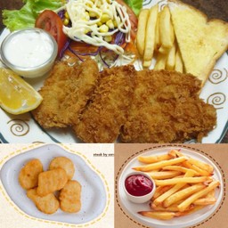 (ลด5%)สเต็กปลาดอลลี่ทอด+เฟรนฟรายหรือนักเก็ต