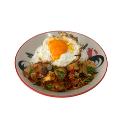 [อร่อยซ่ากับโค้ก] ข้าวกะเพราหมูกรอบ +  โค้ก ออริจินัล (ขวด)
