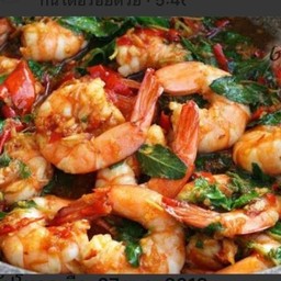 ผัดกระเพรากุ้ง_กับข้าว