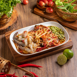 ตำกุ้งสด Raw shrimp Somtam  鲜虾青木瓜沙拉