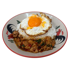 [อร่อยซ่ากับโค้ก] ข้าวกะเพราหมูชิ้น +  โค้ก ออริจินัล (ขวด)