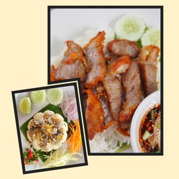 [เซตสุดฮิต] ข้าวผัดปลาสลิด + ข้าวหมูทอดสุขอุทัย