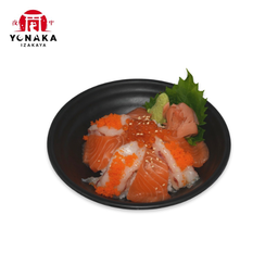 ข้าวหน้าแซลมอนกุ้งหวาน