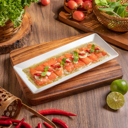 แซลม่อนซู่ซ่า  Salmon w seafood sauce  海鲜酱浇三文鱼