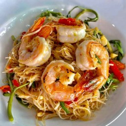 ผัดหมี่กระเฉดกุ้ง