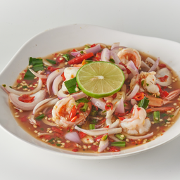 ยำกุ้งสด หรือกุ้งสุก  Shrimp salad  cook or raw 香辣凉拌鲜虾或熟虾仁
