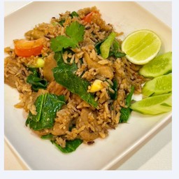ข้าวผัดรถไฟ  vegan porkless soy fried rice
