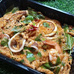 ข้าวไข่ข้นห่อหมกทะเล (เลือกเนื้อสัตว์ได้)