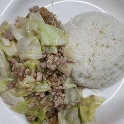 ข้าวราดผัดวุ้นเส้นหมูสับ