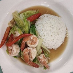 ข้าวราดผักกาดขาวกุ้ง