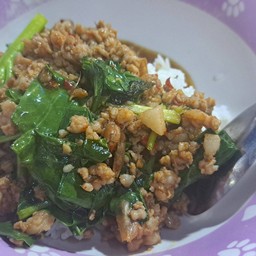 ข้าวราดคะน้า  หมูสับ