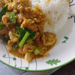 ผัดเครื่องแกง ราดข้าว