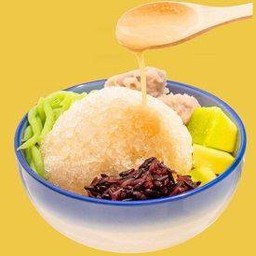 น้ำแข็งใสกะทิน้ำตาลเคี่ยว+ท้อปปิ้ง